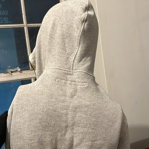 Cropped Hoodie Metal Zipper front all the way zip face Cotton Terry Heather grey